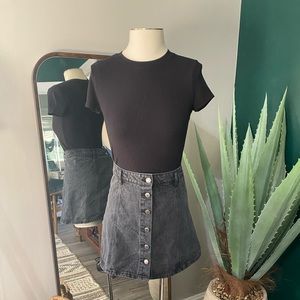 Faded black button up skirt